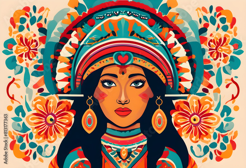 striking portrait of a woman with mexican cultural pride graphic