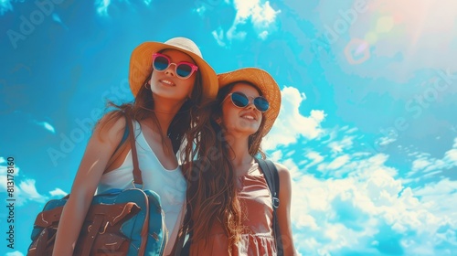A couple of young girls are on summer vacation