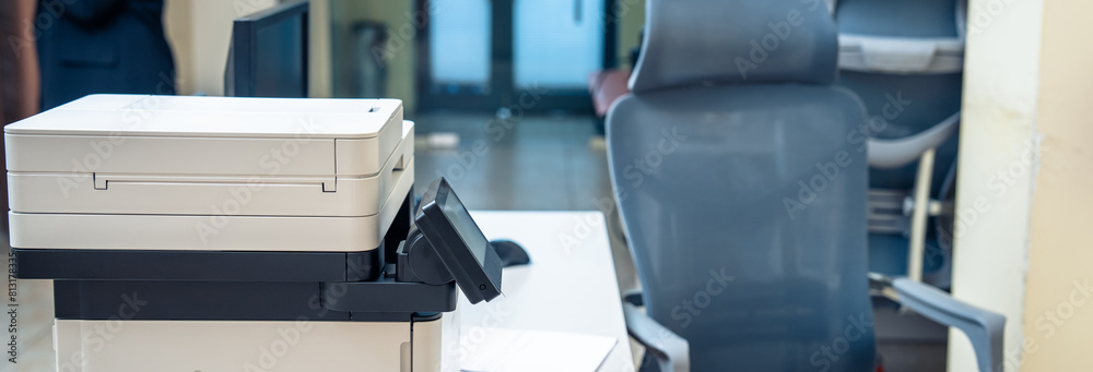 Office, working room, printer on table, business concept Office, working room, printer on table, business concept