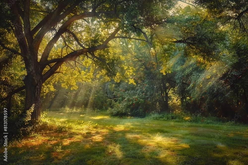 Obraz premium autumn forest in the morning