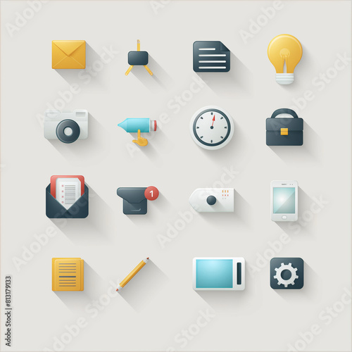 Set of flat design icons for a business website, Clean and simple symbols for services and features
