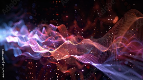 Rhythmic Ripples Vibrant Sound Waves in Motion Abstract Dispersion Effect Stock Image photo