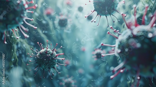 Viral Spread Dynamic Particles Illustrating Contagion in Healthcare photo