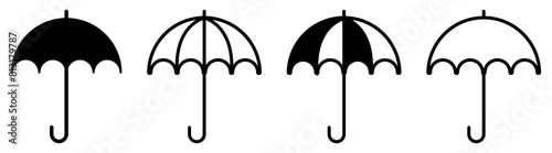 Umbrella icon set. Protection parasol symbol. Vector illustration isolated on white background