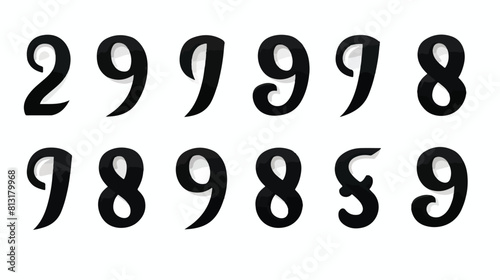Set of black and white number nine logo templates v photo