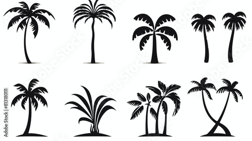 Set of black and white silhouette logo templates wi photo
