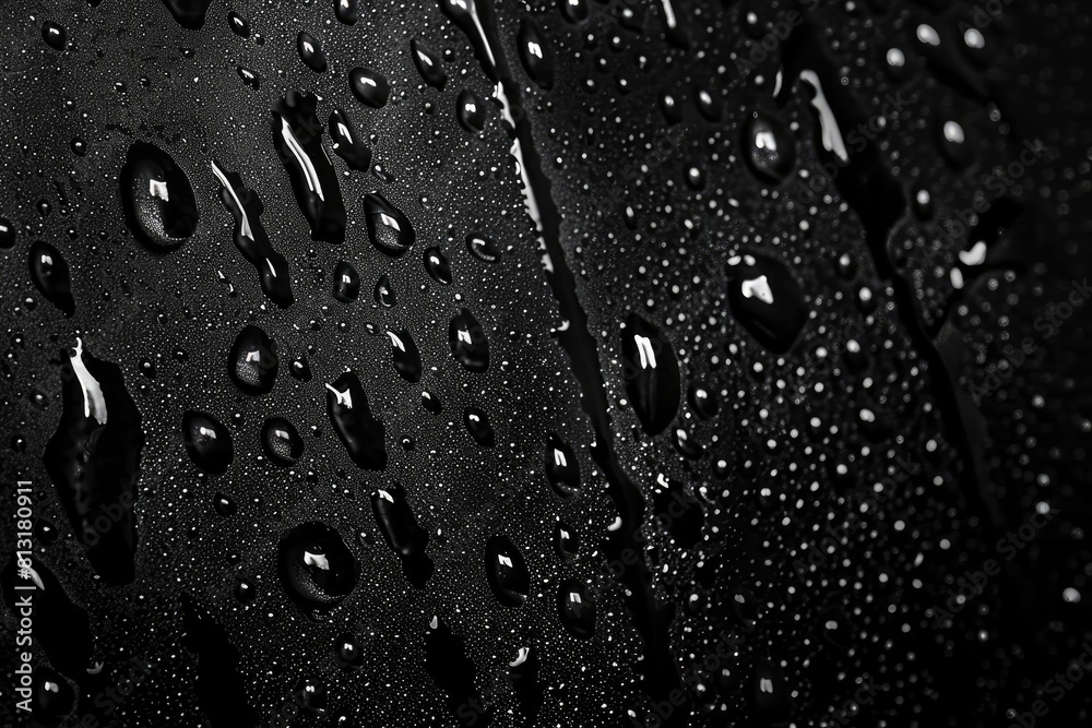 Water droplets on black background - generative ai