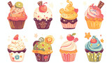 Set of cupcake logos vector illustration isolated o