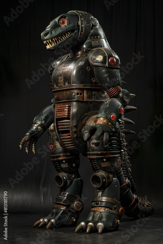 Retro sci-fi toy space warrior robot lizard man in armor for little kids