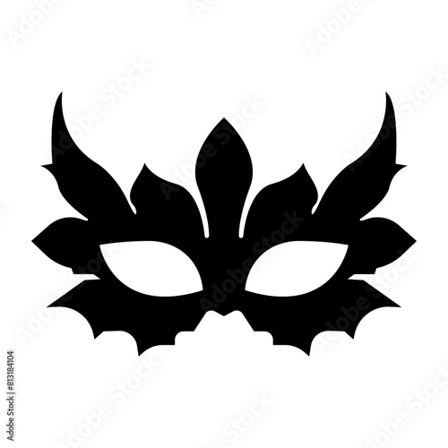 Carnival mask icon silhouette isolated on white background