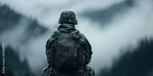 Soldier seeks therapy for posttraumatic stress disorder after military service. Concept -.Military Transition, PTSD Symptoms, Therapeutic Approaches, Mental Health Support, Coping Strategies