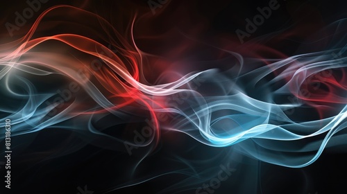 Smoke flowing in blue and red colors on black background AIG51A.