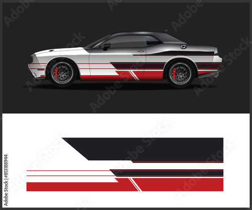 Car wrap racing livery vector. Abstract stripe racing background for pickup truck