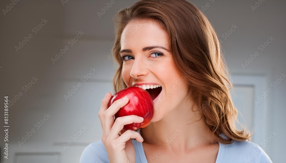 Generated image of woman eating apple Generated image of woman eating apple