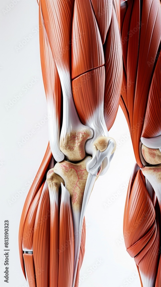 3D realistic illustration of the hip muscular system on a white background. Human muscles, medical illustration. 3D realistic illustration of the hip muscular system on a white background. Human muscles, medical illustration.