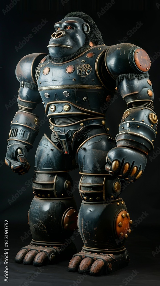 Sci-fi style retro toy model robot figure with armor and lamps on the chestplate Sci-fi style retro toy model robot figure with armor and lamps on the chestplate