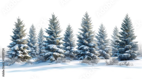 An image of a Christmas tree on a white background, cut out, isolated, and presented as a high-resolution png file. The image is made using the style of