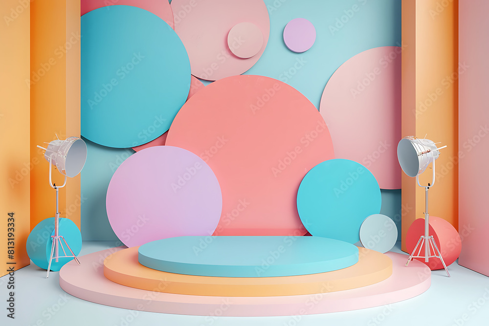 Retro Pastel Digital Backdrop: Perfect for Child Photography Studio, Baby Birthday, and Cake Smash Sessions with Kids Overlay