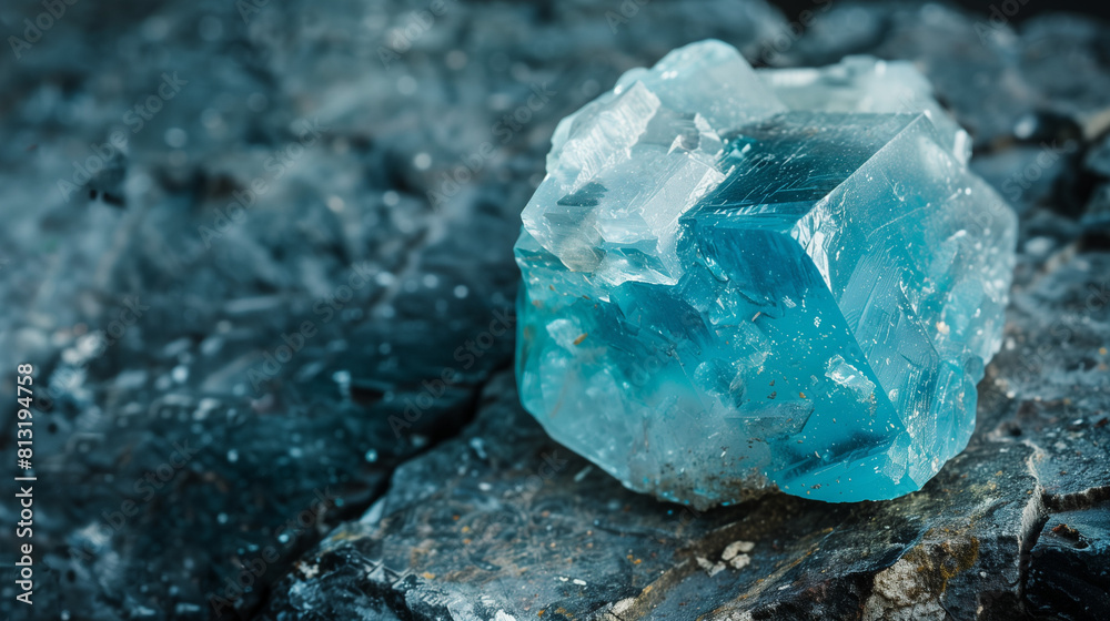 close shot of a nice piece aquamarine stone crystail close shot of a nice piece aquamarine stone crystail