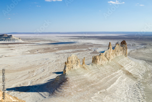 Beautiful Mangystau landscape, Kazakhstan. Ak Orpa pinnacles view, Bozzhira valley