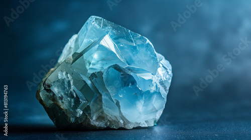 close shot of a nice piece aquamarine stone crystail