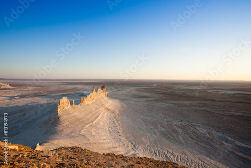 Stunning Mangystau landscape, Kazakhstan. Ak Orpa pinnacles view, Bozzhira valley