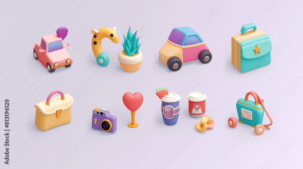 Obraz premium Creative icons set for a lifestyle blog, Playful and colorful designs, Each icon tells a story, engaging the audience