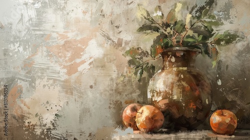 Still life oil painting composition wallpaper background