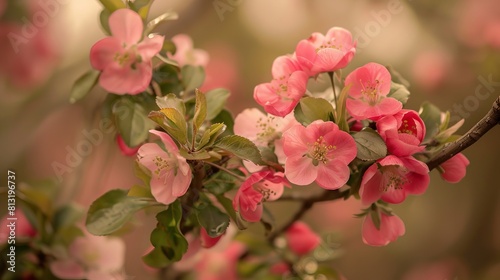 Pink blossoms in springtime on a blossoming tree 