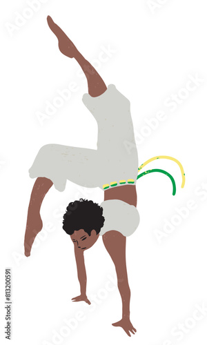  A Brazilian girl are playing capoeira. This is the best known Brazilian sport in the world. Isolated on transparent background.