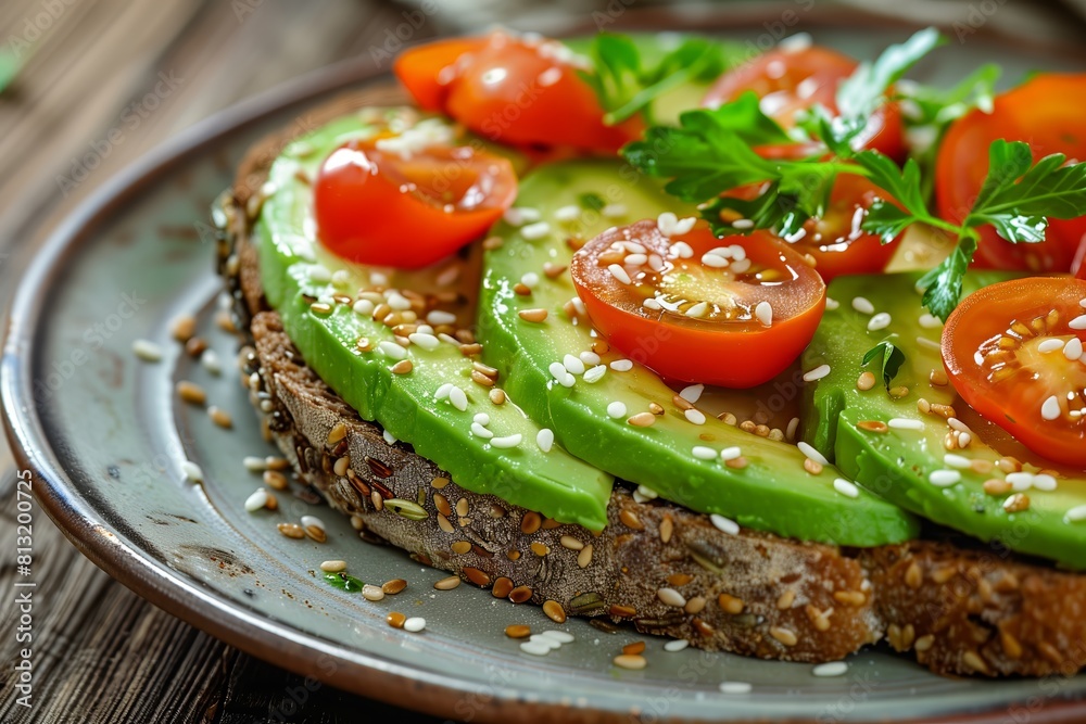 Avocado sandwich on multigrain bread, close-up Avocado sandwich on multigrain bread, close-up