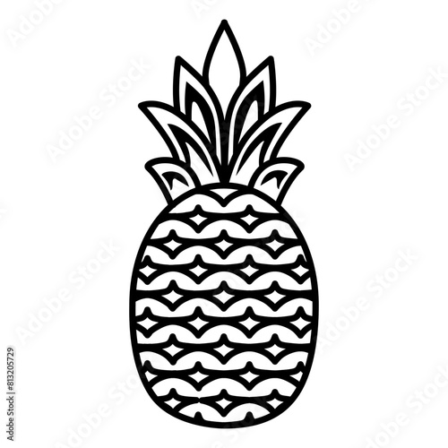Pineapple line art vector icon symbol