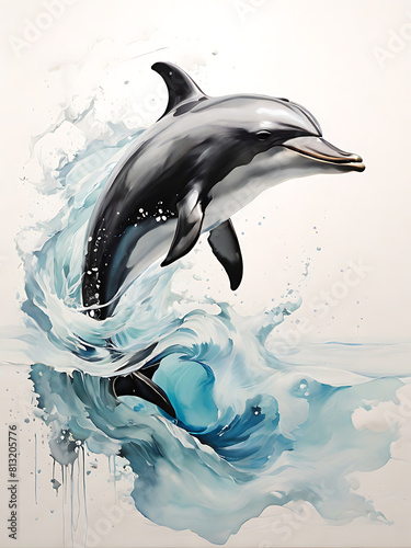 Wallpaper Mural Dolphin Impressionist Ocean Environment Art  Torontodigital.ca