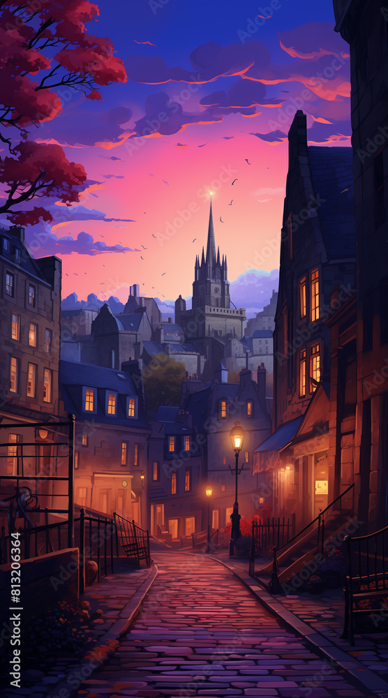 EDINBURGH background for social media, illustration EDINBURGH background for social media, illustration