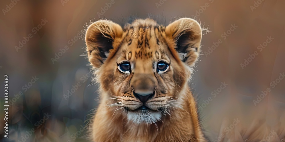 Obraz premium photo of cute baby lion cub