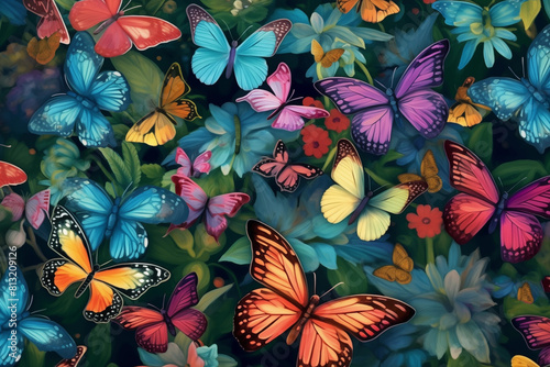 Colorful butterflies background