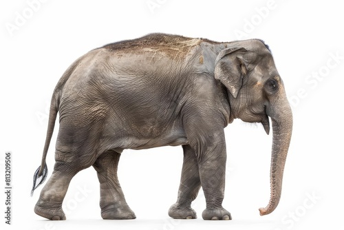 asian elephant female isolated on white background side view