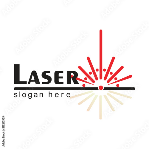 Laser logo design simple concept Premium Vector