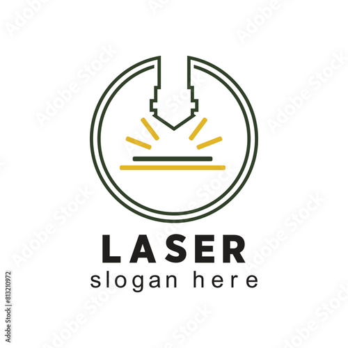 Laser logo design simple concept Premium Vector