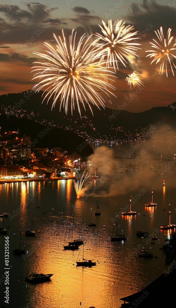 Obraz premium Brazil s independence day spectacular fireworks illuminate the night sky in a vibrant celebration