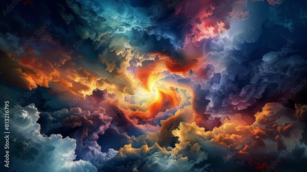 dramatic explosion of colorful clouds in dark night sky abstract cosmic scene surreal digital art dramatic explosion of colorful clouds in dark night sky abstract cosmic scene surreal digital art