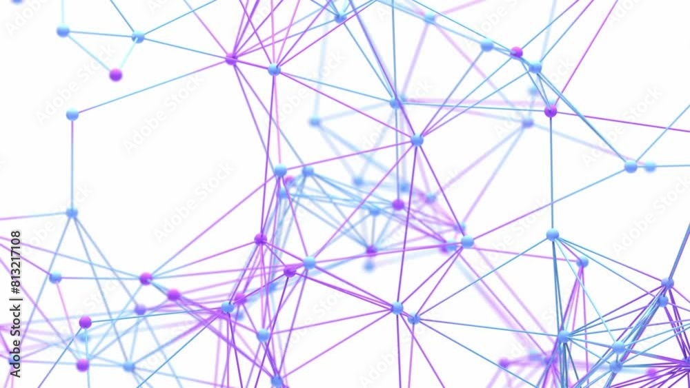 plexus network structure colorful background 3d animation. Can be used ...