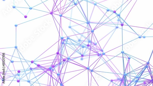 plexus network structure colorful background 3d animation. Can be used to represent a computer network artificial intelligence, big data cyber security chaos or a cybernetic constellation particles
