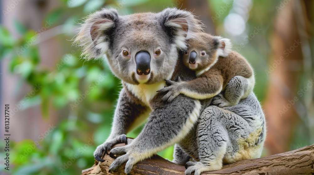 Fototapeta premium Koala Sitting on Tree Branch
