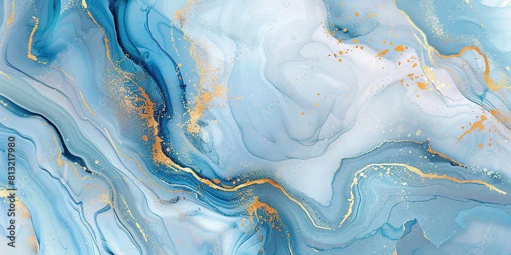 Marble blue gold. Abstract blue and white marble background with golden lines, liquid art painting in the style of watercolor Marble blue gold. Abstract blue and white marble background with golden lines, liquid art painting in the style of watercolor