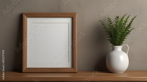 Horizontal A4 Mockup Frame in Rustic Style, 3D Render,modern farmhouse, interior decoration, rustic mockup, minimalist design, country-style frame