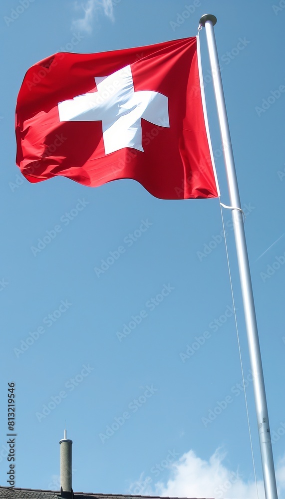 Swiss flag prominently displayed in diverse settings on national day in switzerland Swiss flag prominently displayed in diverse settings on national day in switzerland