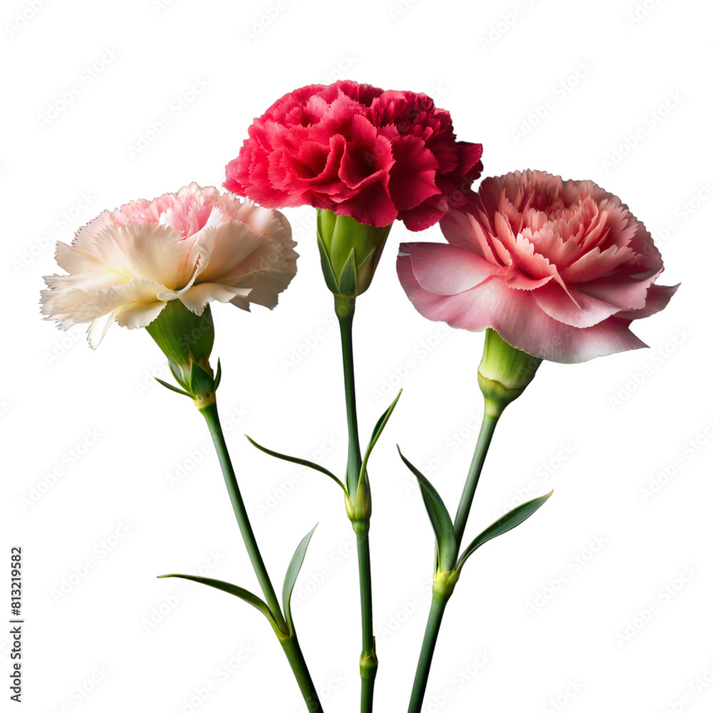 Three Carnations on Transparent Background Three Carnations on Transparent Background