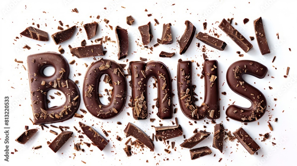 Fototapeta premium The word Bonus created in Chocolate Typography.