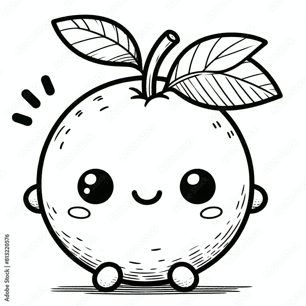 isolated simple outline drawing of a cartoon smiling orange, on white background, blank for coloring isolated simple outline drawing of a cartoon smiling orange, on white background, blank for coloring